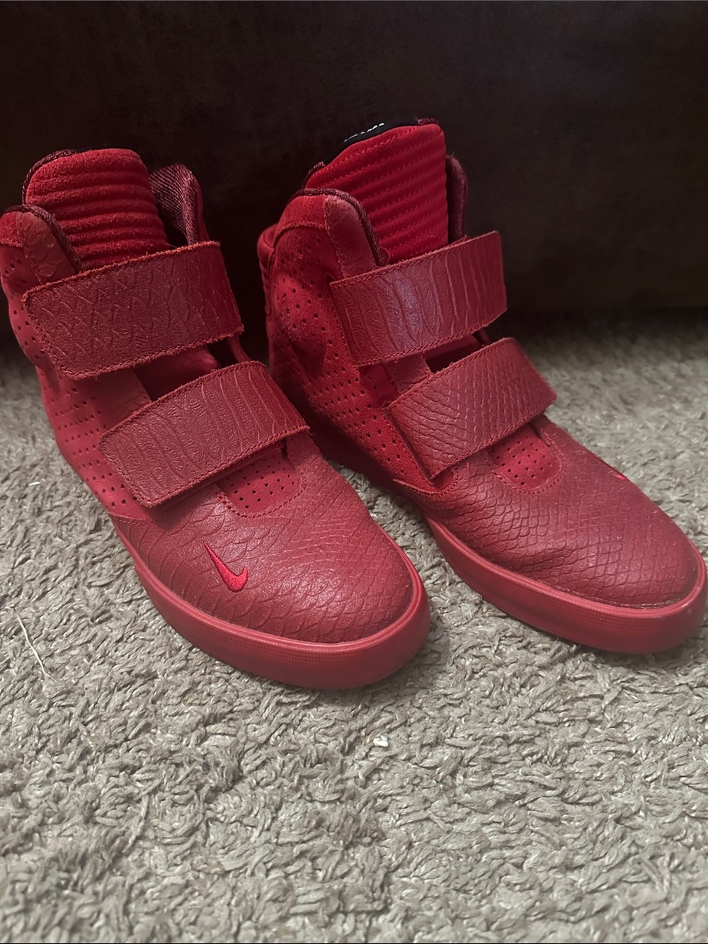 Nike Kids' All-Red High-Top Strap Sneakers